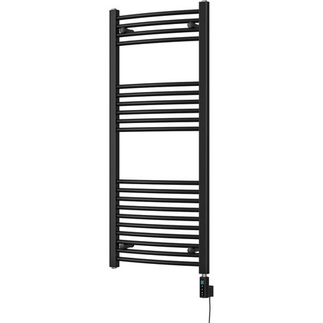 Zennor - Black Electric Towel Rail H1200mm x W500mm Curved 500w Thermostatic WIFI (1/3)