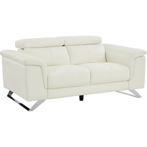 Divano 2 posti in Pelle di vacchetta Bianco - BREYT II (1/5)