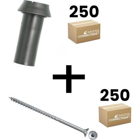 Lot de 250 supports de rail OB 63mm SIXBOX + 250 vis bois Ø5,0x90 tête fraisée TX - Sixbox (1/4)