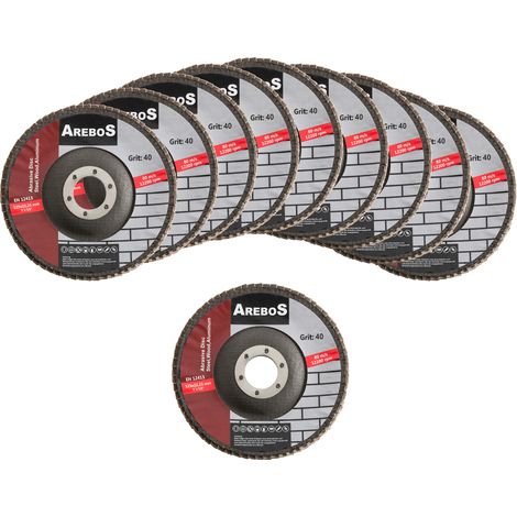 10x Arebos Discos Laminas Ø125 mm K40 (1/5)