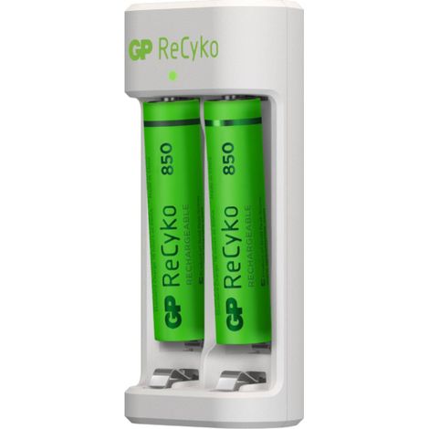 Cargador USB de batería GP Recyko E211 + 2 baterías recargables 1.5V Mini Stylus 850mAh