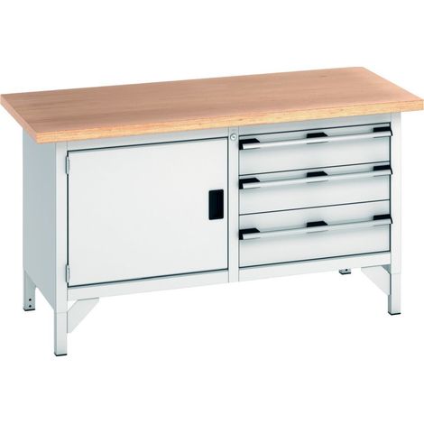 Bott Werkbank-Arbeitstisch cubio Multiplex 1500 x 750 x 840mm RAL 7035