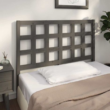 vidaXL Cabecero de cama madera maciza de pino gris 125,5x4x100 cm (1/5)
