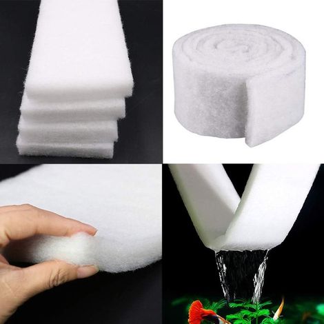 Filtre de Bassin et Aquarium Ouate Filtrante en Rouleau Média Filtrant en Polyester Éponge de Filtration Lavable et Réutilisable pour Clarification de l'Eau