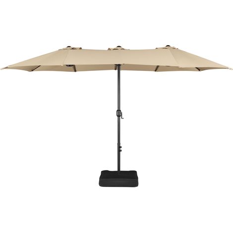 Homevive Sombrilla de Playa Reclinable con Manivela Parasol de Jardín Extragrande con Base Beige (1/5)
