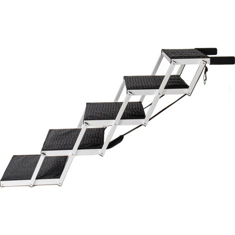Faltbare Hunderampe aus Aluminium, 5 Stufen, rutschfest, bis 110 kg (1/5)