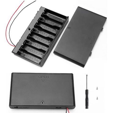 2 Pièces 12V AA Support de Batterie en Plastique Boîte de Stockage de Batterie, avec Interrupteur Marche/Arrêt + Fils Conducteurs (1/5)