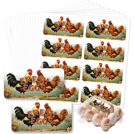 160pcs Funny Egg Carton Labels, Retro Sticker for Chicken Eggs Farm Fresh Eggs for Egg Packaging for Box Container Cardboard Agricultural Supplies (1/5)