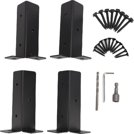 Kit de supports de Base d'ancrage de poteau de pont réglables, 4 pièces, adaptés à 1.5x1.5 2x2 2x4 4x4, clôture en bois réversible robuste pour garde-corps de Pergola et boîte aux lettres (1/5)