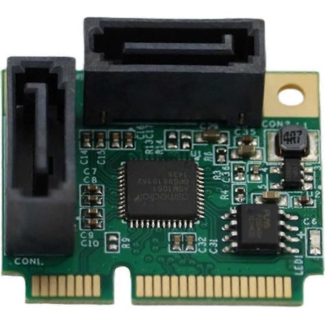 Mini-PCI-E-PCI-Express-zu-2-SATA-3.0-Anschlüsse, SATA3-Controller für SSD und Festplatte, SATA-Multiplikator-Erweiterungskarte (1/5)