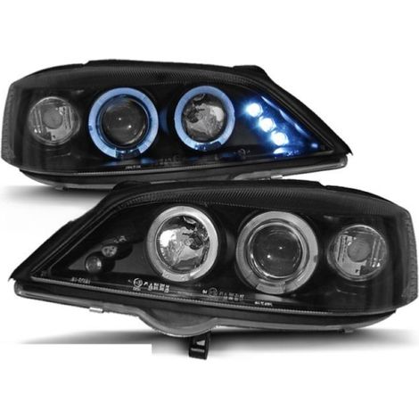 Paire de feux phares Opel Astra G 98-04 angel eyes noir-27361624 (1/2)