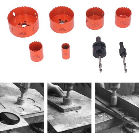 Ensemble de 8 scies cloches en métal orange, ensemble de forets hélicoïdaux (1/5)
