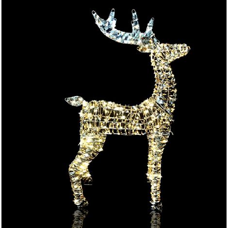 Renna alzata luminosa grande alta cm 120 Illuminata con 500 luci led oro cervo di natale per Decorazioni Natalizie da esterno da Giardino terrazzo balcone locali commerciali eventi (1/5)
