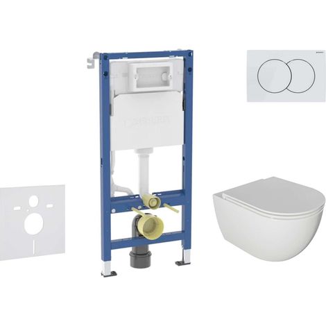 Bâti-support WC Geberit Duofix avec réservoir 12 cm – Cuvette Oudee Rimless avec abattant SoftClose – Plaque Delta01 – SANI11CA3116B