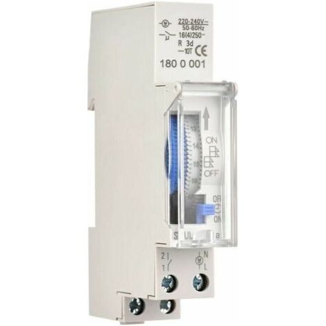 Minuterie mécanique de 24 heures Minuterie minimale de 15 minutes Montage sur rail Batterie intégrée, SUL180a AC220-240V Gris