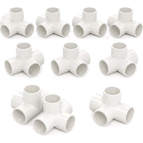 10 Pcs 32MM (1") Connecteur en T cubique à 4 voies PVC-U Raccord coudé Raccordement Connecteur tuyau d'eau de jardin Raccordement (1/4)