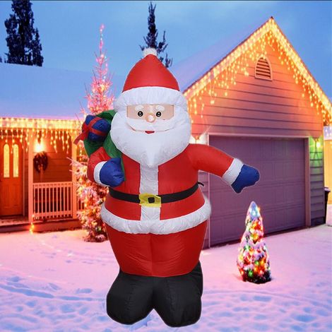 Décoration gonflable Père Noël 1,20 m avec sac cadeau – Éclairage LED intégré – Pour jardin, pelouse ou porche – Installation rapide (1/5)