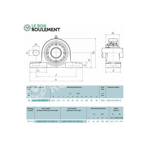 Palier fonte UKP211-D1-NTN