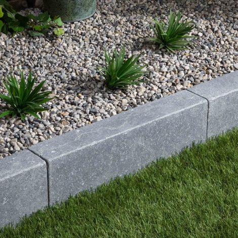 Bordure de jardin en pierre naturelle – Dimensions 50x15x8 cm – Couleur gris – Pour délimitation esthétique d'espaces extérieurs (1/4)