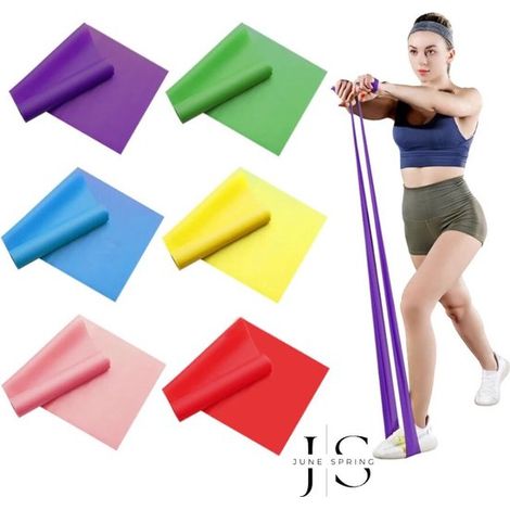 Bande de résistance élastique - 150 x 15 cm - Pour exercices physio, yoga et pilates - Bleue (1/5)