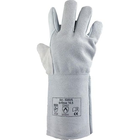 Gant de soudeur taille 10,5 naturel cuir fleur de vachette refendu EN 388, EN 407 catégorie EPI II (1/4)