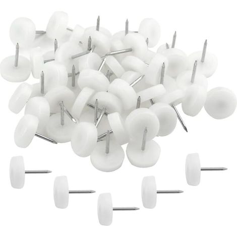 Confezione da 100 piedini per mobili da 16 mm con chiodi e scatola portaoggetti - Protezioni per pavimenti per mobili in legno duro (16 x 5 x 20 mm) - Bianco (1/4)