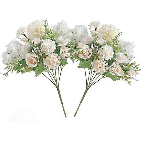 Bouquet de fleurs artificielles avec pivoines, hortensias et œillets, composition florale artificielle, mariage (1/5)