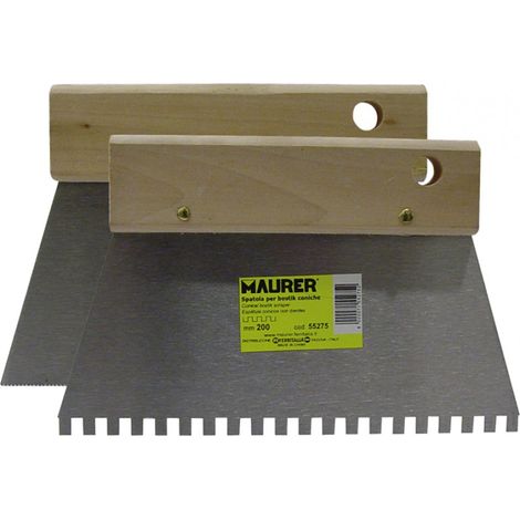SPATOLA CONICA C/MANICO LEGNO 200MM DENTI SEGA MAURER