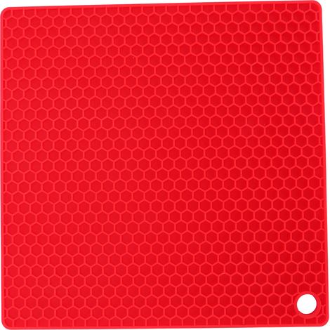 Hitzebeständiger Ofenhandschuh aus dickem, lebensmittelechtem Silikon, geeignet für Mikrowelle und Backofen, rot, isolierende Küchenmatte (1/5)