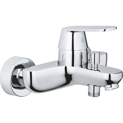 Robinet Mural Monocommande Pour Baignoire Et Douche Raccord Fileté Avec Rosace Métallique Argent (1/3)