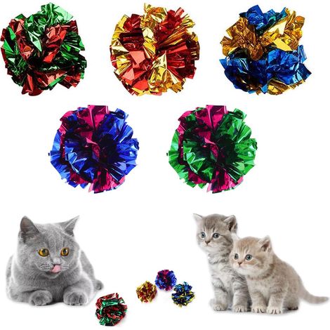 20 Pièces Jouets Boule Froissées Interactif pour Chats, 6 cm Jouet Crinkle Balls, Balles Colorees en Papier pour Chaton Jouer, pour Les Chatons et Les Chats Adultes, Couleur aléatoire (1/5)