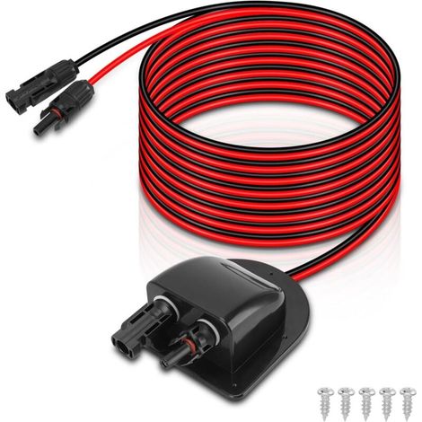 Pasacables doble, pasacables solar, pasacables doble impermeable con cable de extensión solar de 3 m, enchufe y toma para proyectos solares de barco, autocaravana y caravana. (1/4)