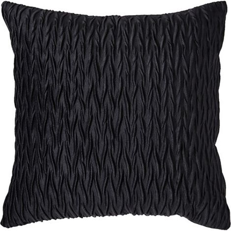 Taie d'oreiller en velours à carreaux, 45x45 cm, noire, peluche décorative pour maison, salon, chambre, canapé. (1/3)
