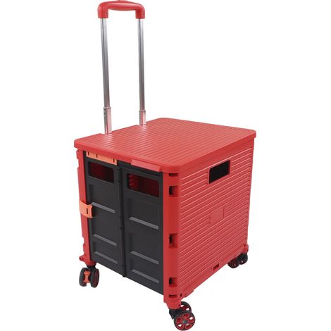Klappbarer Transportwagen, 55 l Fassungsvermögen, 80 kg Tragkraft, Teleskopgriff, leise Schwenkräder mit Bremse, tragbarer Rollwagen (1/5)