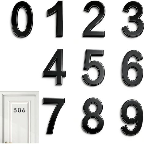 Numéro de maison extérieur moderne Numérotation Appartement Portes Numéro de porte autocollant Numéro Adresse Maison Plaque de numéros de maison et Numéros de Boite aux Lettres (B) (1/5)