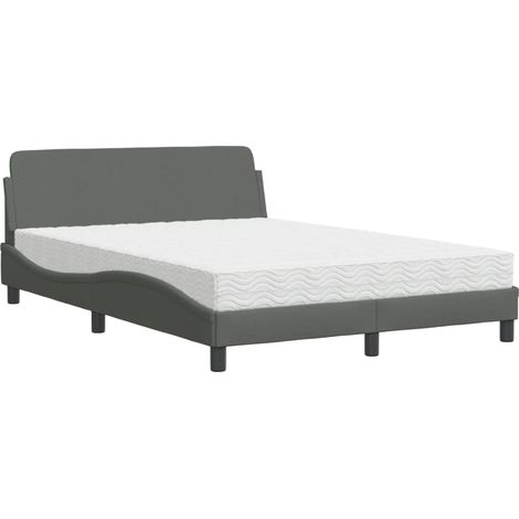 Lit double,Lit adulte,Lit avec matelas gris foncé 140x190 cm tissu CFW34571 (1/5)