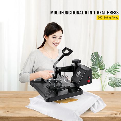 Presse à Chaud 6 en 1 Presse à Chaud 38x 30cm Machine de Sublimation Presse à Chaud Numérique Pivotant à 360 Degrés pour t-Shirts/T… (1/5)
