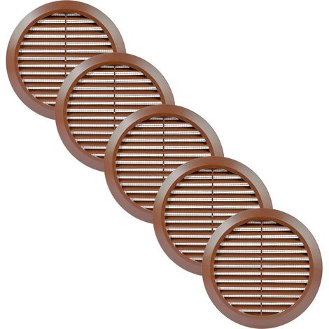 5er-Set – Runde Lüftungsgitter – Lüftungsabdeckung – Integrierter Insektenschutz – Für Bad und Büro – Braun – 18 x 18 cm (1/5)