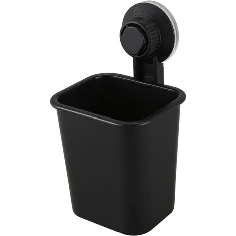 Portaspazzolino a ventosa, portabicchieri, portadentifricio, portaoggetti per bagno e cucina, nero (1/4)