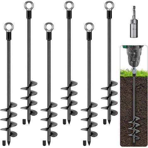 Grondankers 6 stuks 47 cm heavy duty met vaste ring – trampoline ankers – stormankers (1/5)