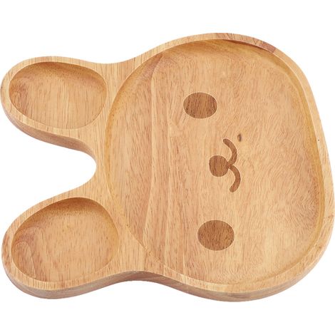 Holzteller für Kinder, Dessert- und Snacktablett, niedliches Hasenmotiv, Holzgeschirr für Kinder 1 (1/5)