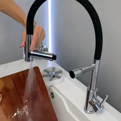 Cross-border trade kitchen faucet, universal telescopic rotating sink/vegetable basin high-pressure pull-out hot and cold water faucet - Rainbow magnetic universal brushed model