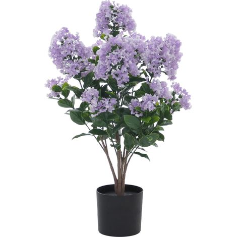 [NON UTILIZZATO] Lillà artificiale HHG-045, in vaso, albero decorativo, realistica, sempreverde, per esterni, 64x35x35cm, viola (1/5)