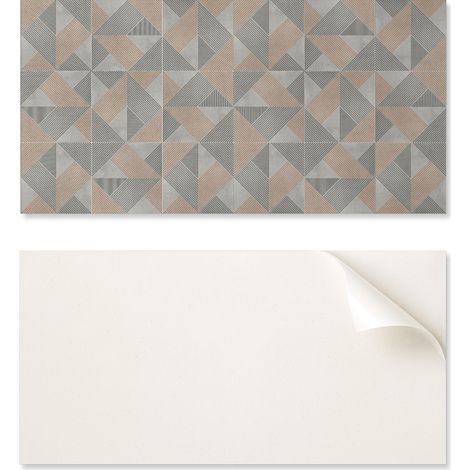 Panel decorativo de vinilo autoadhesivo para pared, 100x50 cm, con estampado geom茅trico de tri谩ngulos.