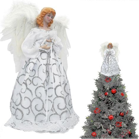Ange lumineux pour sapin de Noël, ange 3D à LED, décoration blanche à poser sur un sapin ou une table, pour les fêtes de Noël. (1/5)