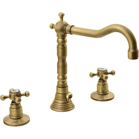 Sapho Reitano Rubinetteria Antea - Waschtischarmatur, mit Ablaufgarnitur, 3-Loch Montage, Bronze 3226