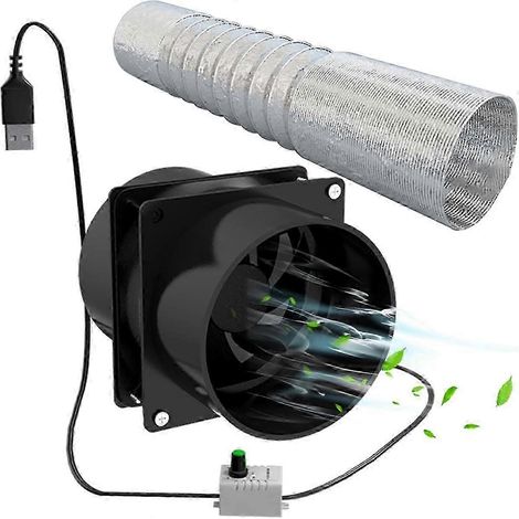 Ce type de ventilateur d'extraction est livré avec un tuyau de conduit de 3 mètres, un port USB et est un extracteur de fumée à monter soi-même avec un moteur sans balais de 5 V 2 A. (1/5)