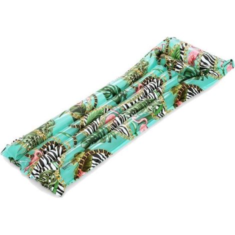 Matelas gonflable - JUANIO - Fantaisie florale - 183 x 69 cm - 2 chambres à air sécurisées - Coussin et repose-pieds (1/4)