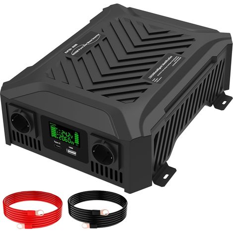 Pur Sinus Onduleur 12V/24V vers 220V 230V Convertisseur Universel Double Tension 1200W/2300W avec système de détection Intelligent Puissance de crête 2000W/4000W, Transformateur avec LCD (1/5)