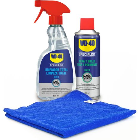WD40 LOTE MOTO Cera y brillo + limpiador total Moto   + paño (1/5)